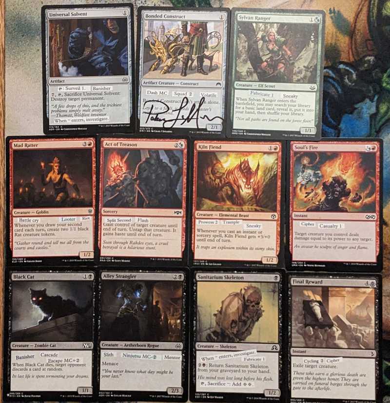 The cards I got banned from Bones' Sticker Cube.
